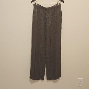 CP Shades Floral Brocade Jacquard Elastic Waist Wide Leg Pant Mocha Brown small